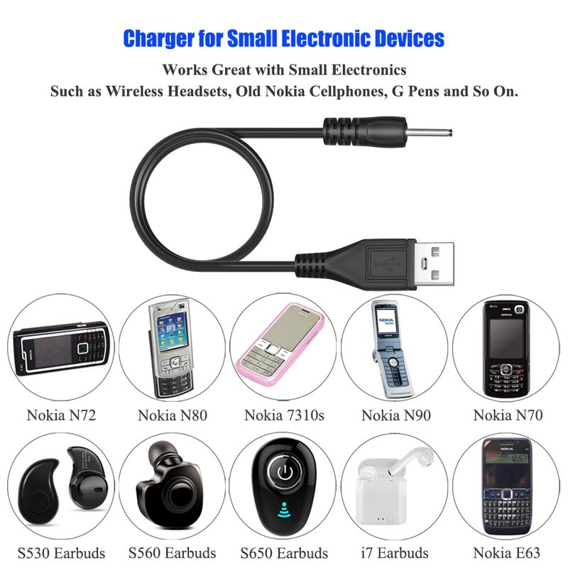 PChero USB DC Charger Charge Charging Cable for Mini S530 Smallest Invisible Wireless Bluetooth Earbuds Earphones Headphones Headset and Bluetooth Shower Speaker - Image 4